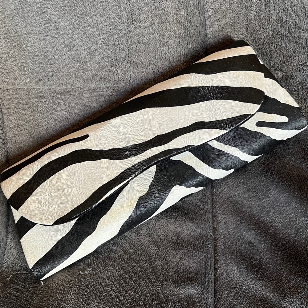 New York & Company Black and White Zebra Clutch